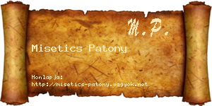 Misetics Patony névjegykártya